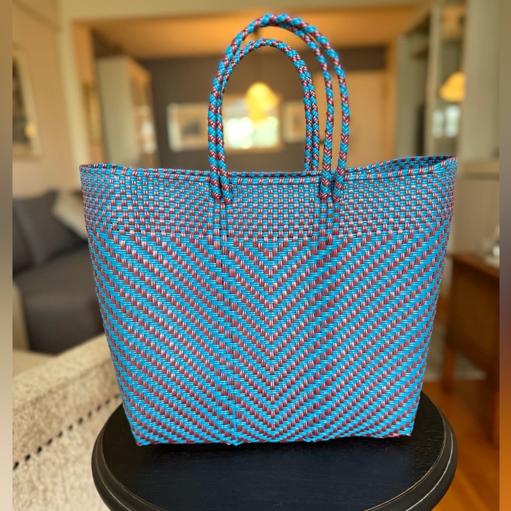 Woven Blue and Purple Tote